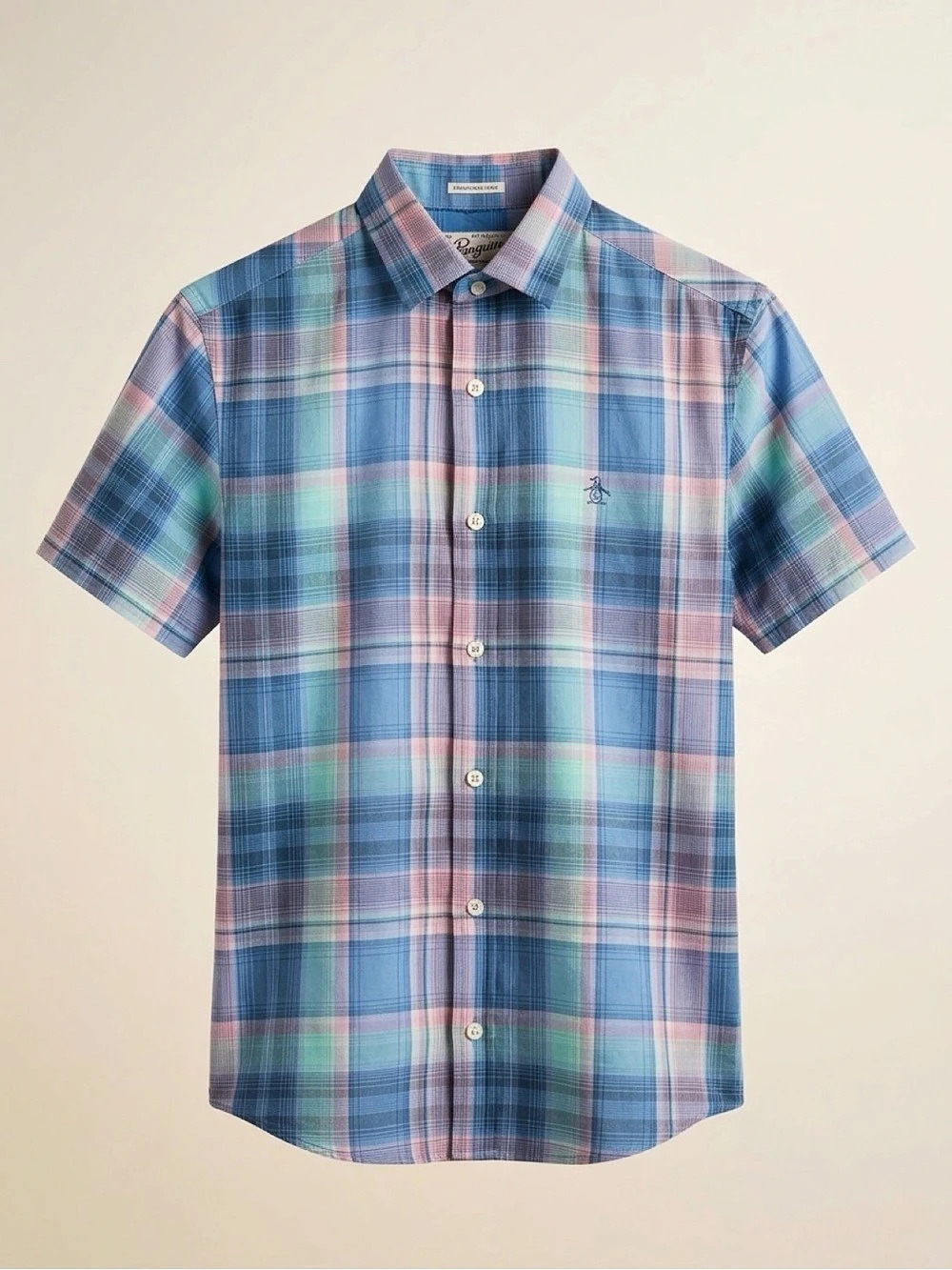 Original Penguin Heritage Slim Fit Men's Plaid Short Sleeve Shirt
